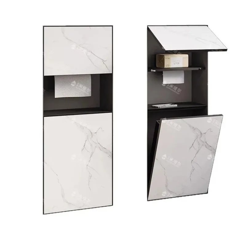 Concealed Stainless Steel Toilet Trash Can Niche Embedded Paper Towel Toilet Brush Shelf Metal Locker