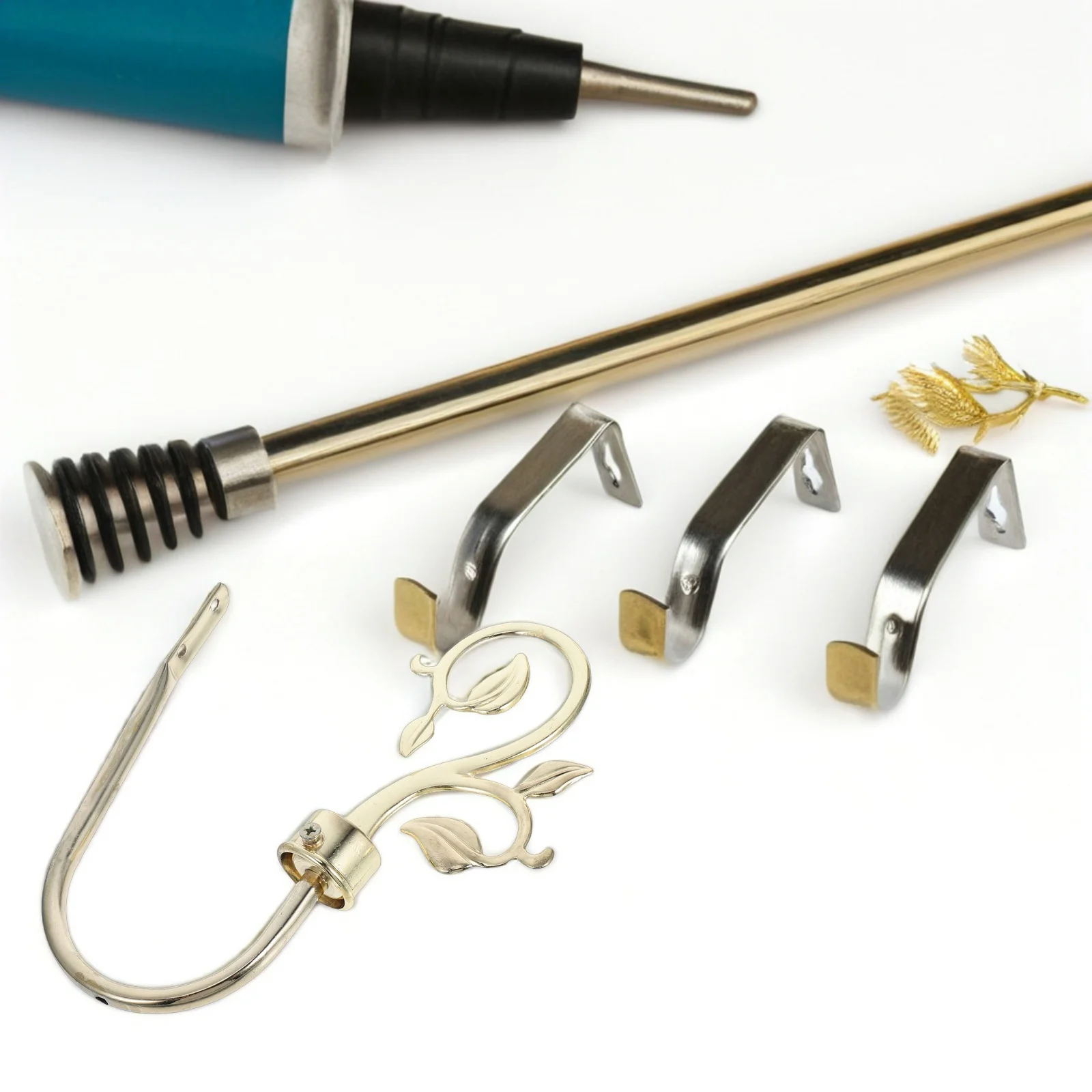 

2Pcs Curtain Wall Hooks Zinc Alloy Metal Gold Tiebacks Holdbacks for Drapes Window Treatment Holders Home Decor