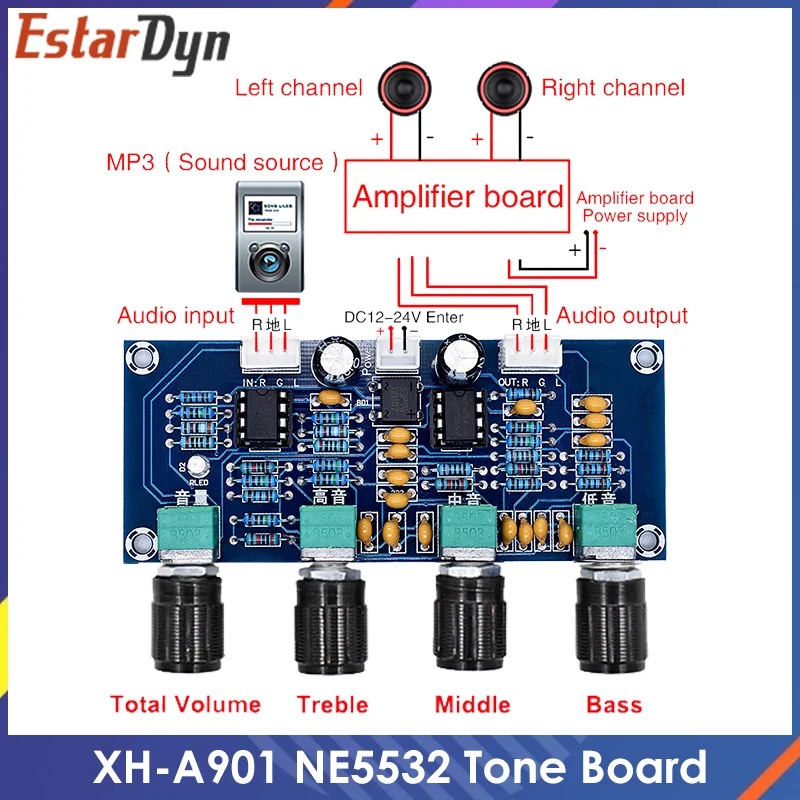 XH-A901 NE5532 Tone Board przedwzmacniacz przedwzmacniacz z regulacją głośności tonów wysokich bas przedwzmacniacz kontroler tonu do płyty wzmacniacza