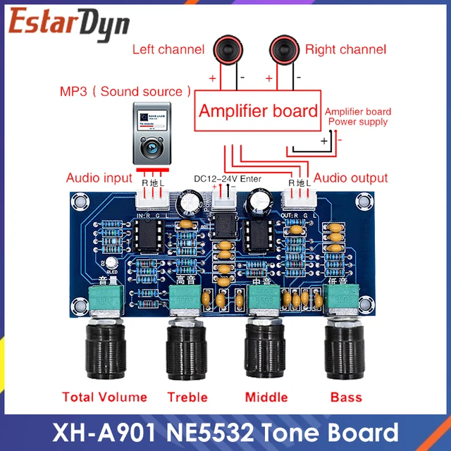 XH-A901 NE5532 Tone Board przedwzmacniacz przedwzmacniacz z regulacją głośności tonów wysokich bas przedwzmacniacz kontroler tonu do płyty wzmacniacza