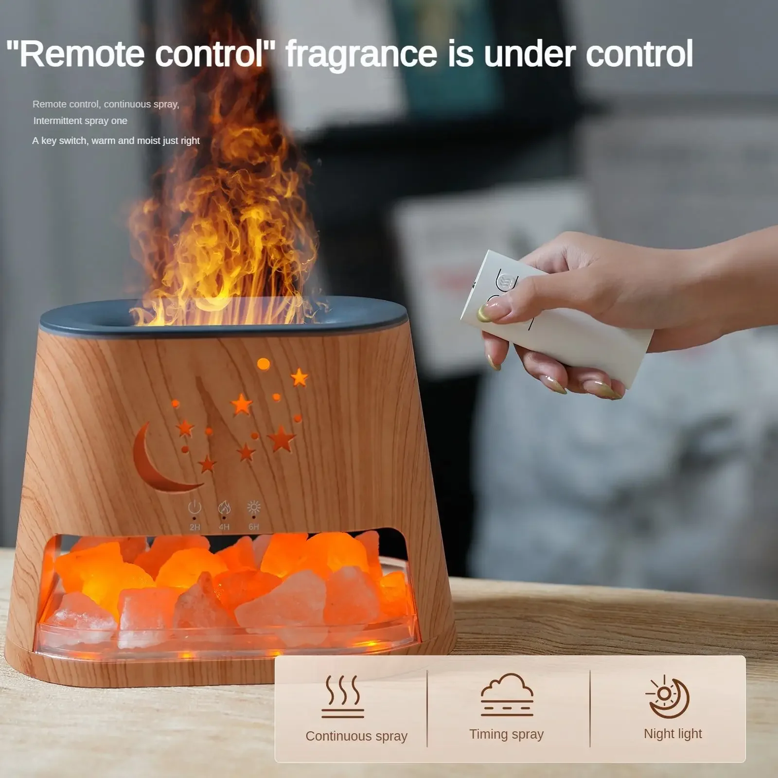 Factory Price 250ML Aromatherapy Essential Oil Diffuser With Himalayan Rock Salt Ultrasonic Himalayan Salt Lamp Flame Humidifier