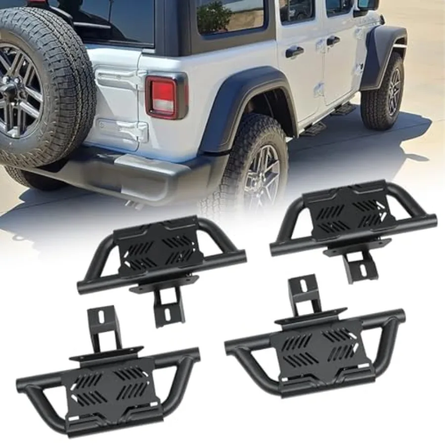 

Side Steps for 2018-2026 Wrangler JL 4 Doors, Running Boards, Aluminum, Black, Heavy-Duty Non-Slip Surface