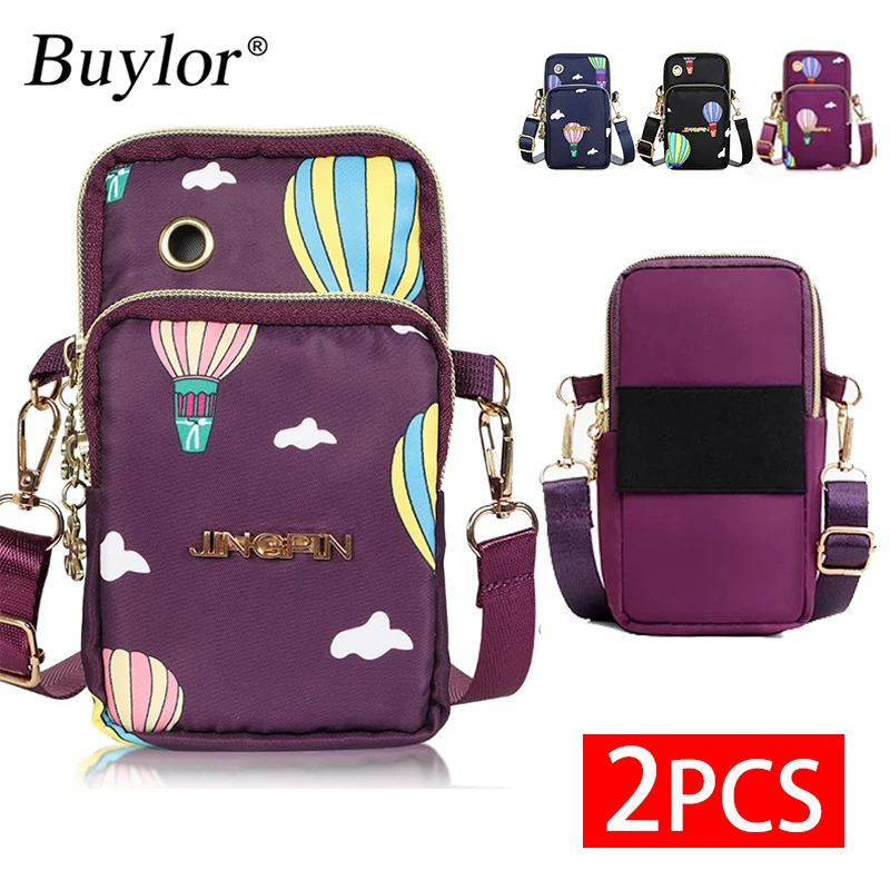 Buylor 2pcs Nylon Crossbody Bag for Women Fashion Messenger Shoulder Bag Female Cell Phone Handbags Casual Small Sport Pouch Bag