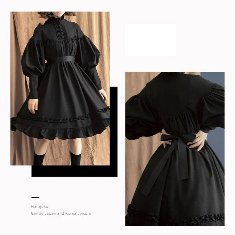 Victorian Medieval Retro Gothic Cosplay Costume Japanese Lolita Girl Long sleeve Princess Dress Halloween Carnival Party Clothes