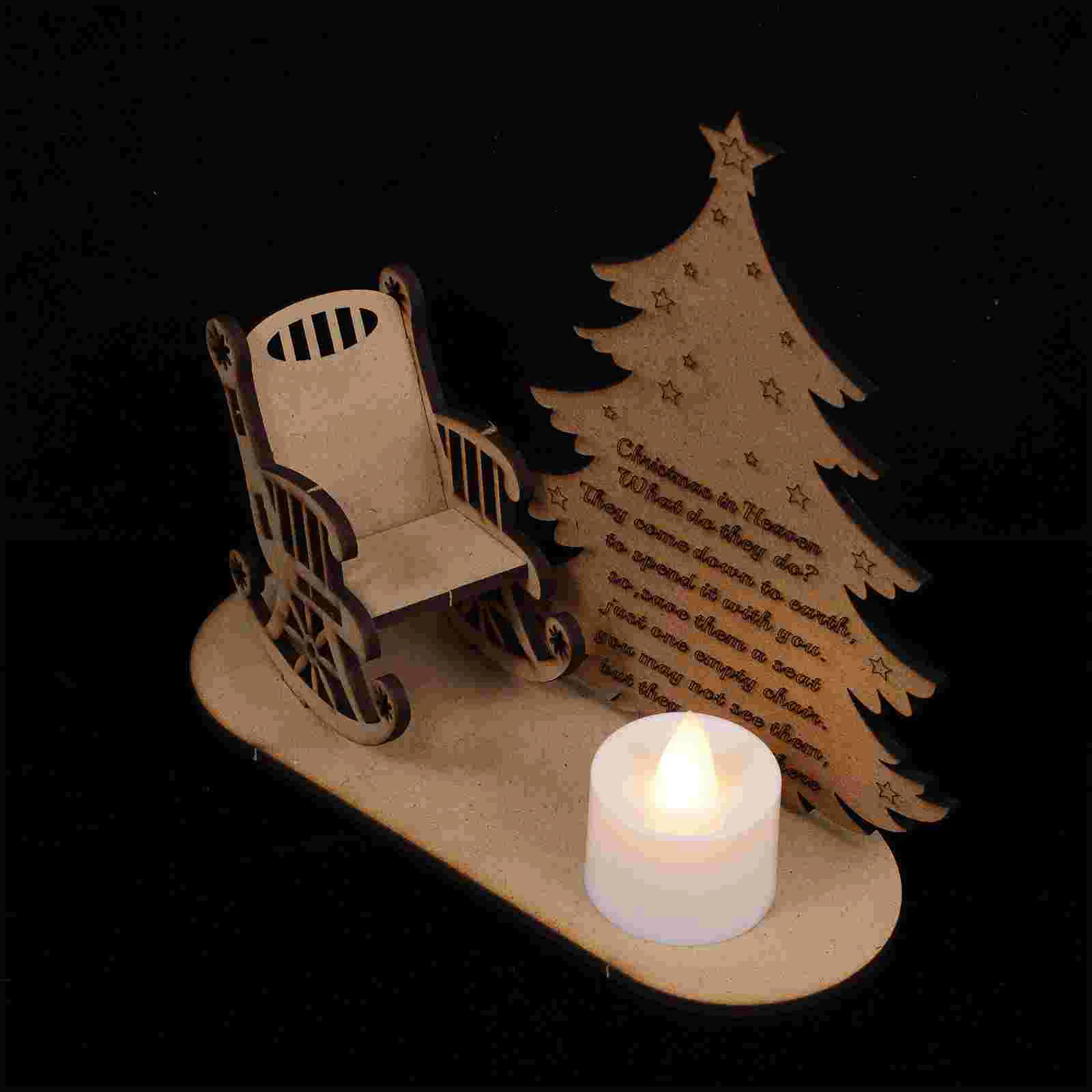 Manual Christmas Ornaments Tree Rocking Chair Light Wood Holiday Creative Xmas Wooden Decor