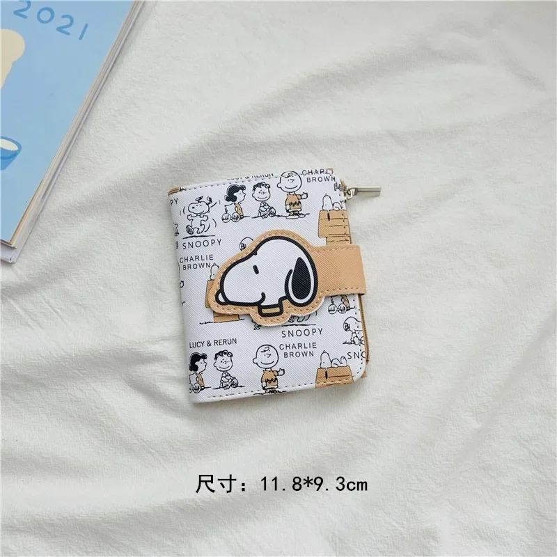 Snoopy Kawaii corea del sud Ins simpatico cartone animato corto portafoglio lungo portamonete due pieghe Pu cerniera portamonete portamonete pacchetto regalo giocattolo