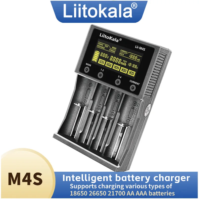 LiitoKala Lii-M4S 18650 Smart Ladegerät LCD Display Für 26650 21700 32650 18500 20700 16340 CR123A AA AAA Batterie