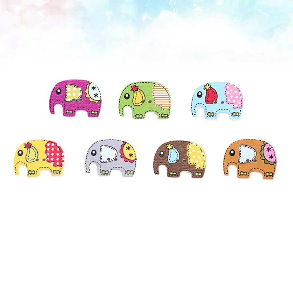 

50 pcs Wooden Elephant Buttons Painted Cartoon 2 Holes Sewing Craft Diy Scrapbooking Button For Clothing Jacket Shirt Knitting