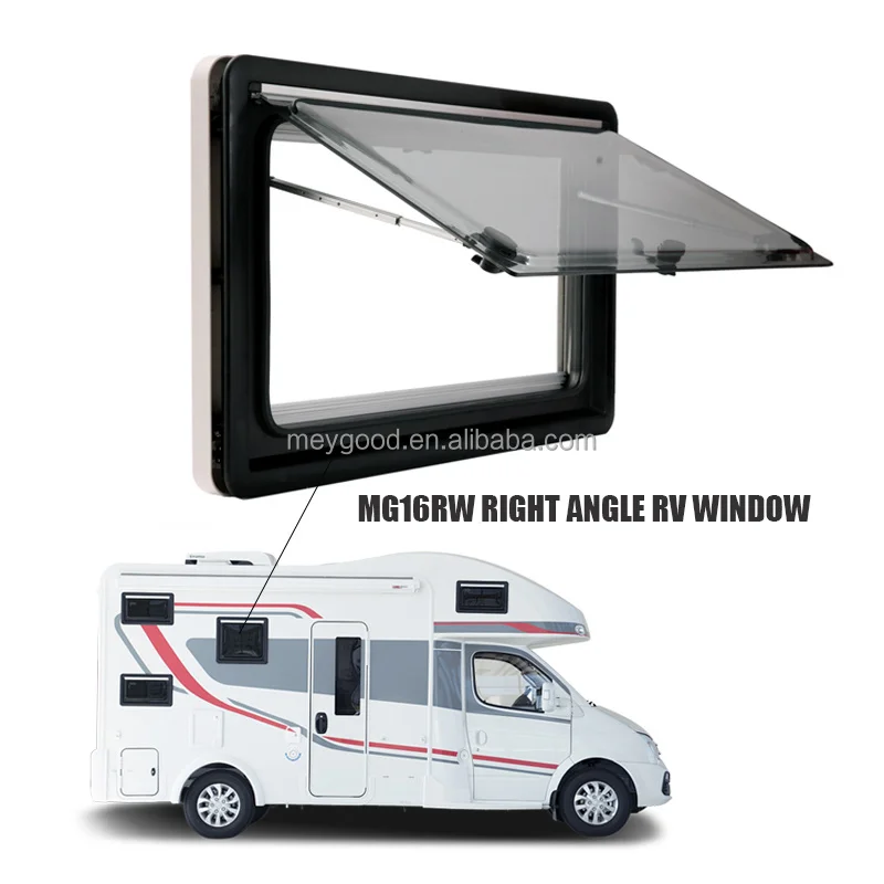 Wholesale 800x500mm Square Corner RV Motorhome Window with One-piece Molded ABS Inner Frame and Roller Blind Flyscreen view 2