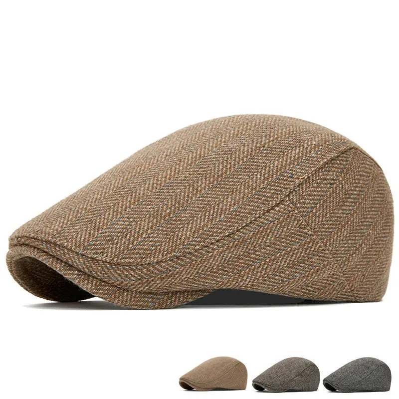 Spring and Autumn Polyester Geometry Print Newsboy Caps Flat Cap Men and Women Painter Beret Hats 245