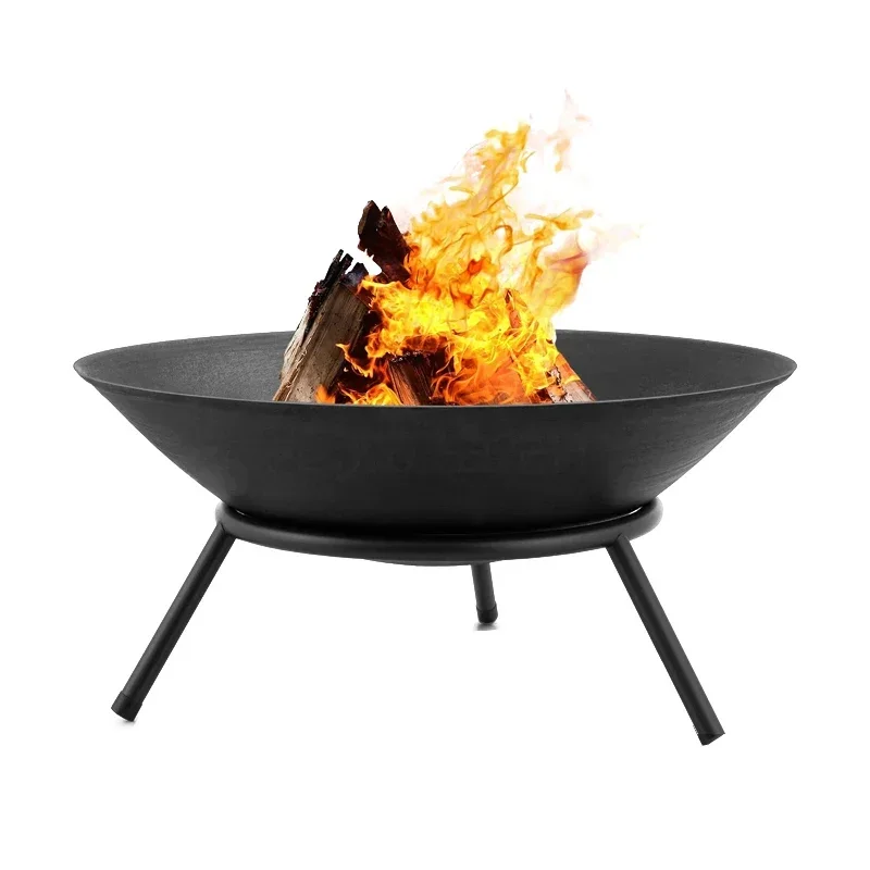 Large Cast Iron Firepit for Garden, Modern Fire Pit, Outdoor Fireplace, Patio, Terrace, Camping, 60cm