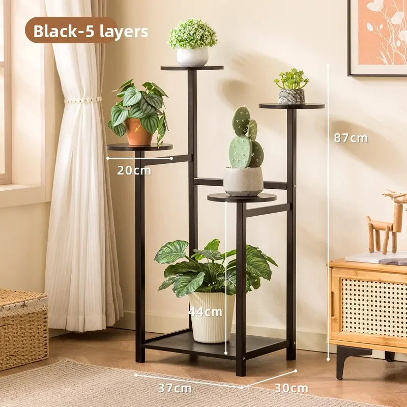 Light luxury style multi-layer bamboo flower rack, multi support plant rack, decorative flower pot rack, living room bonsai rack image 2