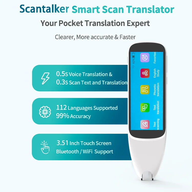 Scantalker 3.51 inch Touchable Screen wifi Students Learning Machine 112 Language Voice Translator device