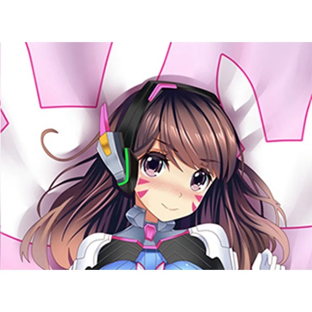 Popular Game Figure D Va Long Cushion Wrap Fine HD Printing Household Night‑use Pillow Outer Skin