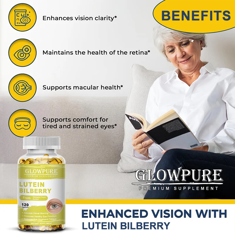 High Potency Vision & Eye Health Supplement – Lutein, Zeaxanthin, Bilberry & Grape Seed Extract – 100% Natural, Non-GMO, Vegan