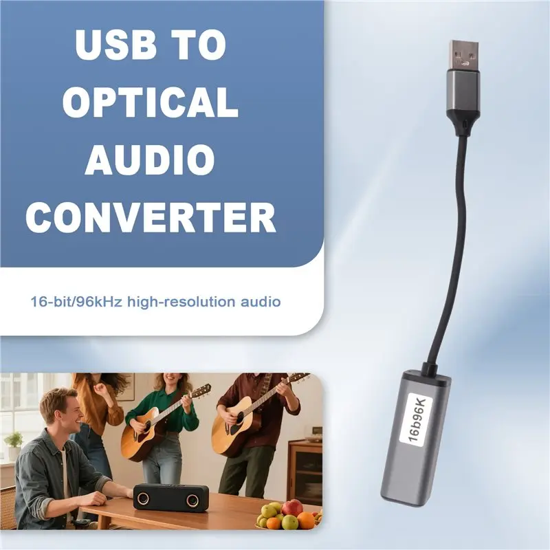 ABUO USB to Optical Audio Converter Adapter 16bit/96KHZ SPDIF for Laptop Soundbar Alloy Shell Plug Play