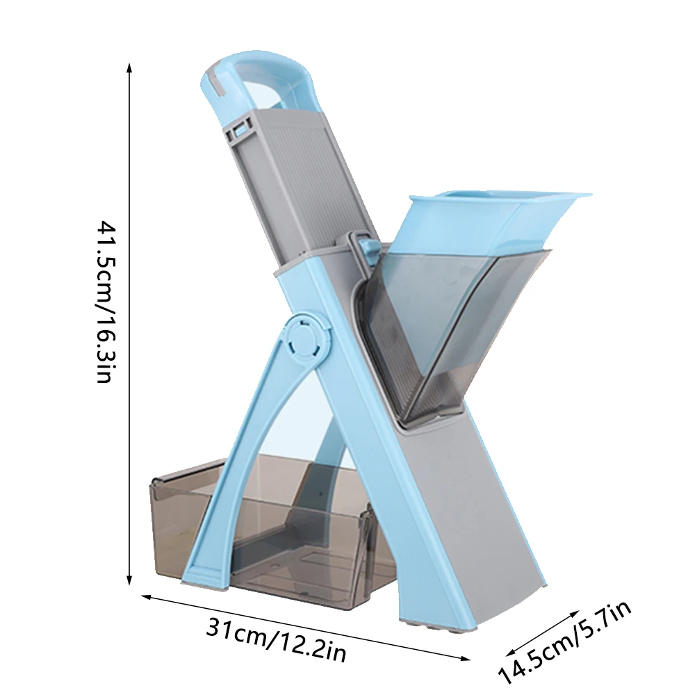قطاعة خضروات آمنة قابلة للتعديل مع 4 أوضاع تقطيع، قطعة أثرية لتقطيع المطبخ جوليان (أزرق سماوي)