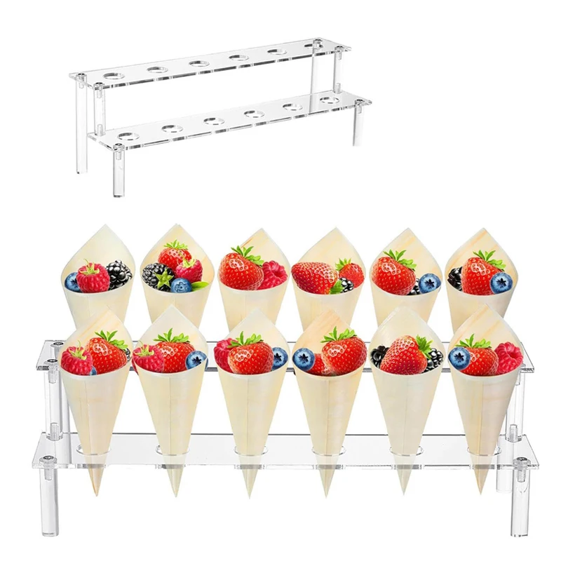 Acrylic Ice Cream Stand Clear Acrylic Display Holder for Ice Cream Cones 2/3/4 Layers Design Desktop Organizer for Desserts