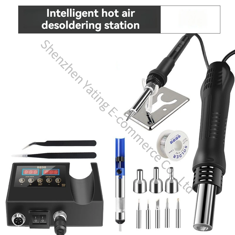 

Electric Soldering Iron Hot Air Gun Disassembly Soldering Station Dual Digital Display SMT Soldering Iron Repair Station 220V