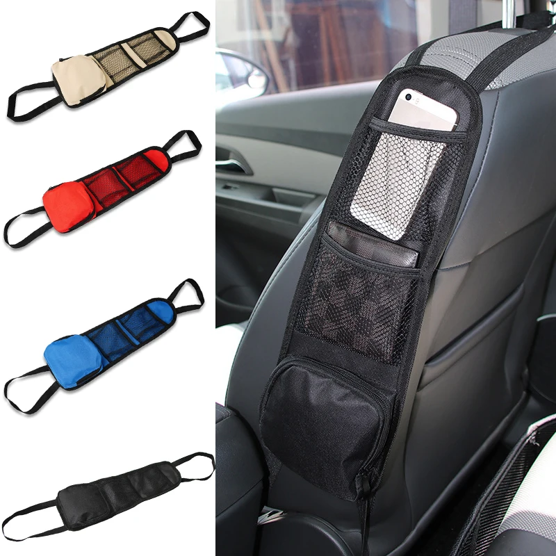 Seat Side Organizer for Cars SUV & Truck New Stuff Holder with Mesh Pocket Auto Storage Hanging Bag Phones Drink wallet arrange