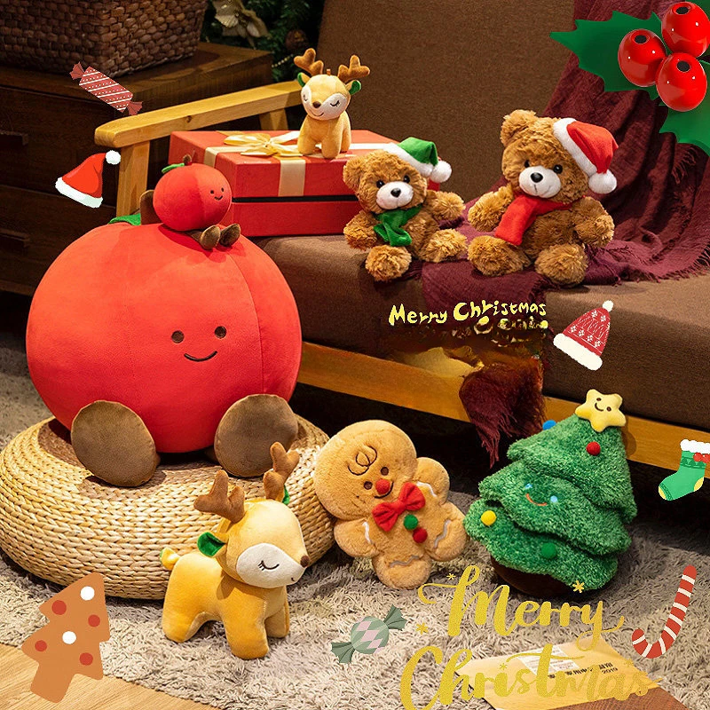 

Christmas Series Apple Gingerbread Man Bear Elk Decoration Plush Toy Ornament Gifts Christmas Gifts Christmas Tree