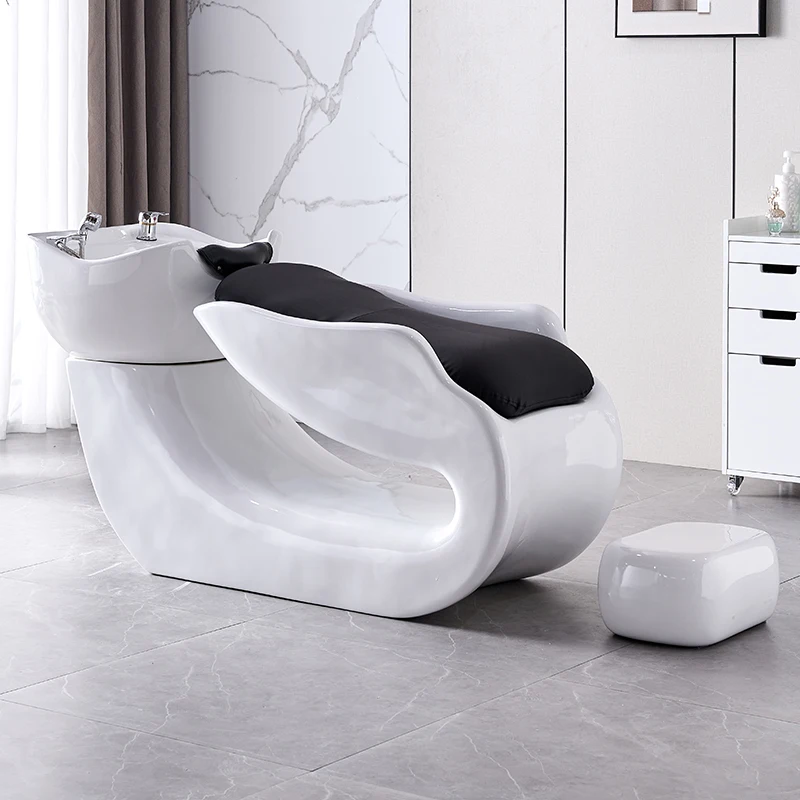 Hair Salon Lying Half Shampoo Chair Hair Salon Special Flush Massage Couch Ceramic Basin Salon Bed