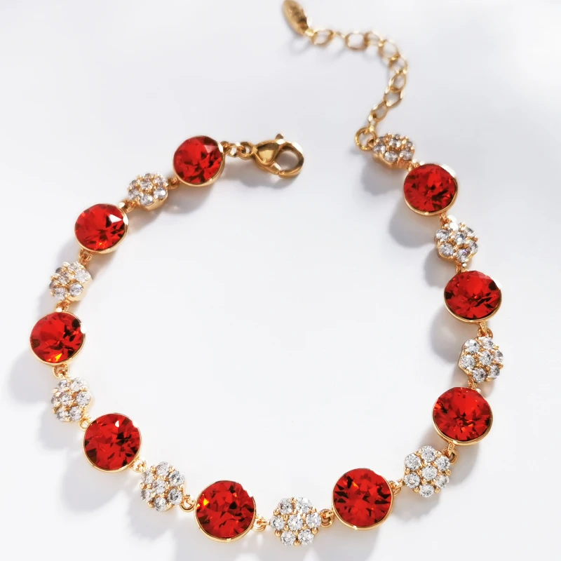 Luxury Bracelet for Women made with Austrian Crystal Round Design Girls Bracelets Bangle Hand Accessories Birthday Bijoux Gift image 5