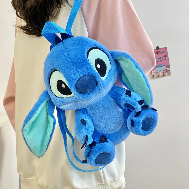 Kawaii Disney Stitch Bag Plüsch Rucksack Bagpack Doppelte Schulter Umhängetasche Aufbewahrungstasche Plushie Anime Spielzeug Geschenk für Mädchen