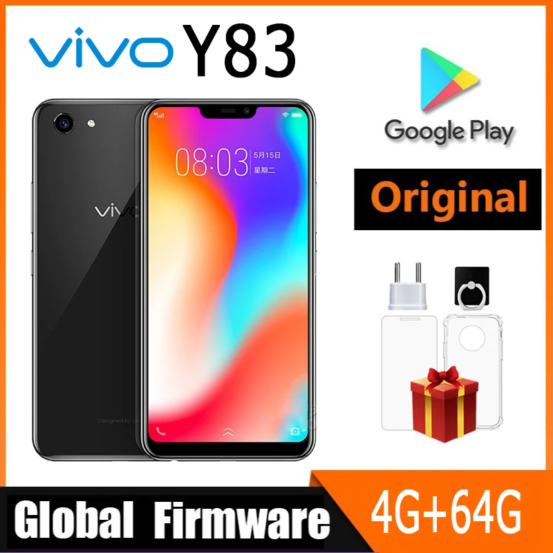 ViVO Y83 mobile phone Global firmware camera 13MP 1520x720 pixels MediaTek Helio P22 RAM 4GB ROM 64GB Used Phone