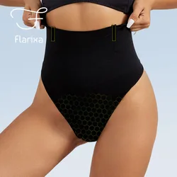 Flarixa-Tanga de cintura alta para mujer, bragas sin costuras, panal, ropa interior adelgazante, levantador de glúteos, moldeador de cuerpo