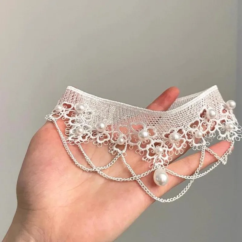 

Белое кружевное ожерелье с искусственным жемчугом для женщин, новинка 2025, свадебные аксессуары