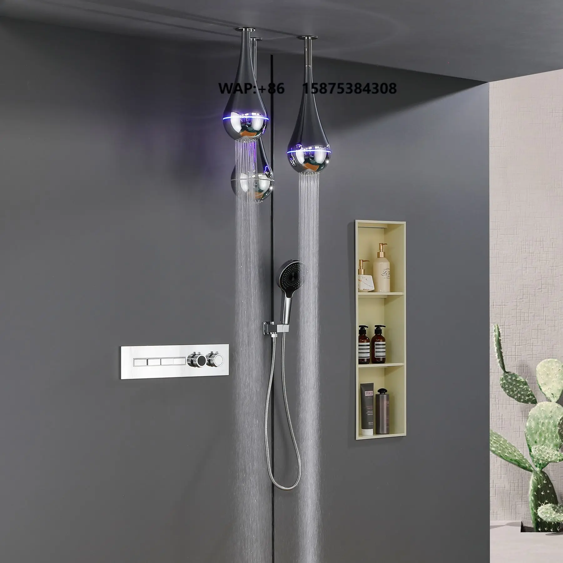 Luxury High Pressure Modern Rainfall Thermostatic Shower Head & Faucet System Bathroom Outdoor for Apartment Use-Eco-Friendly