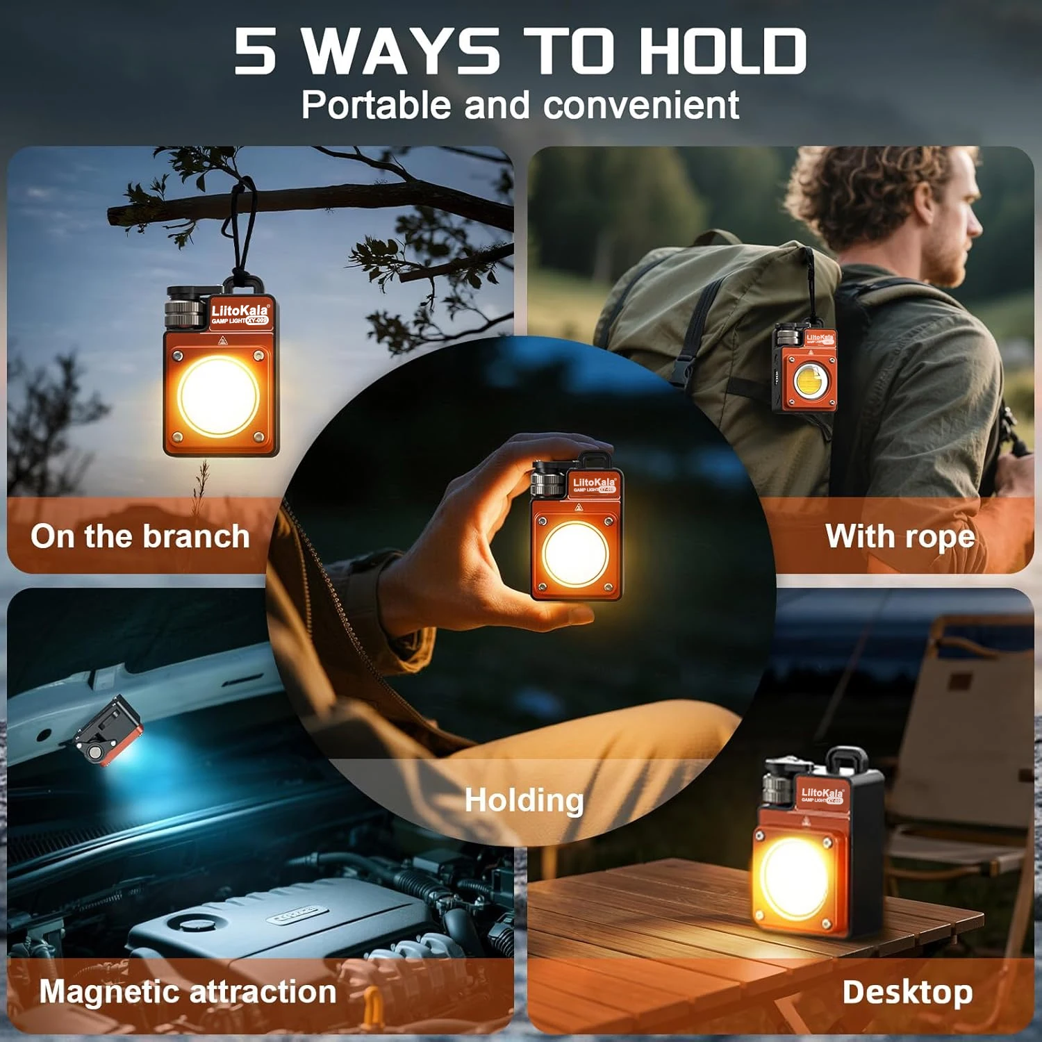 LiitoKala XY-009 أضواء التخييم متعددة الوظائف للحمل حياة طويلة المحمولة القابلة لإعادة الشحن LED الخفيفة للأنشطة الخارجية