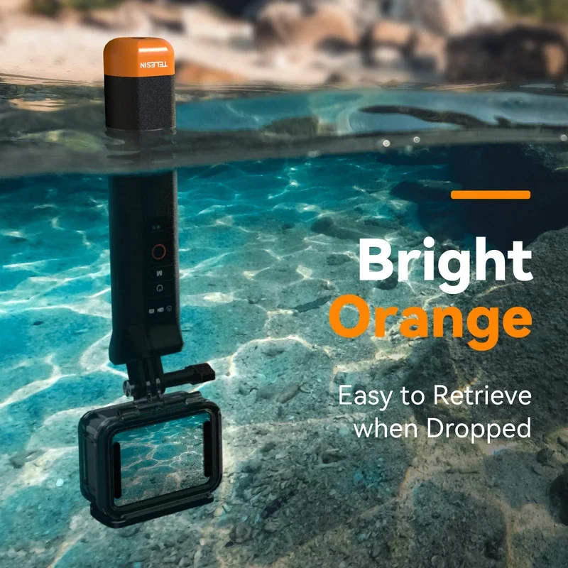 Palo de Selfie impermeable con mango flotante TELESIN, control remoto inalámbrico y correa ajustable para cámara de acción GoPro Hero9-12