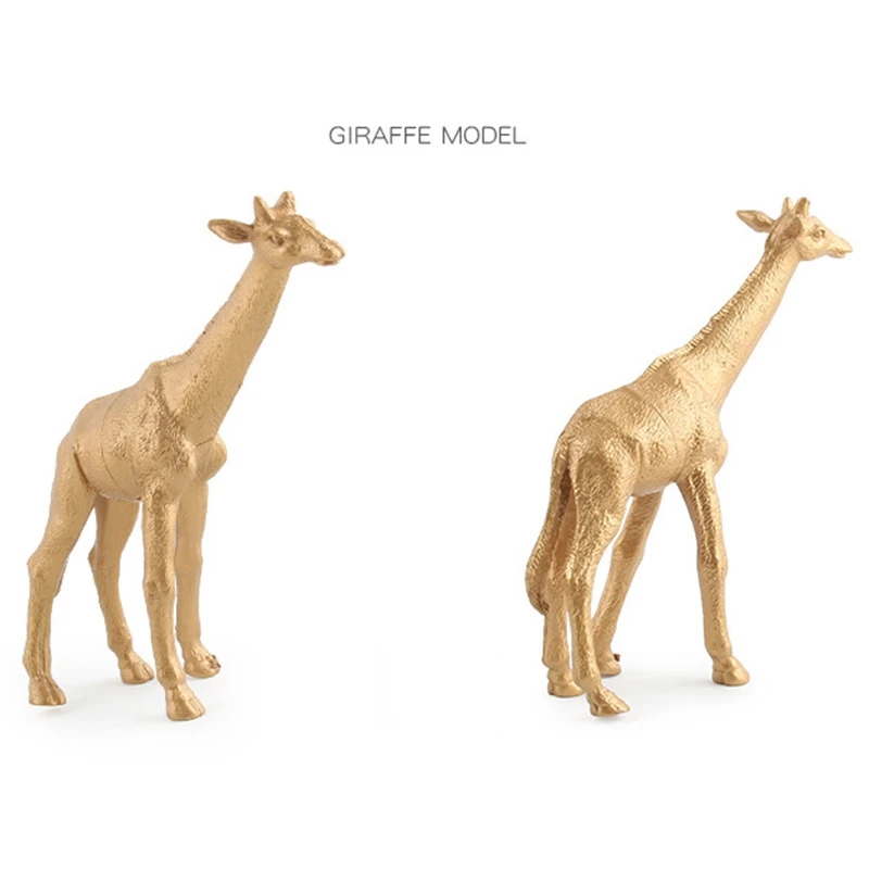 

New 7 Piece/Set Static Gold Edition Simulation Zoo Model Toys Decoration Lion Rhino Giraffe Gift Decoration Toy