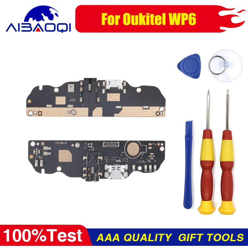 Original Charging port board USB board with motor microphone component For Oukitel WP6 Cellphone Perfect Replacement Parts