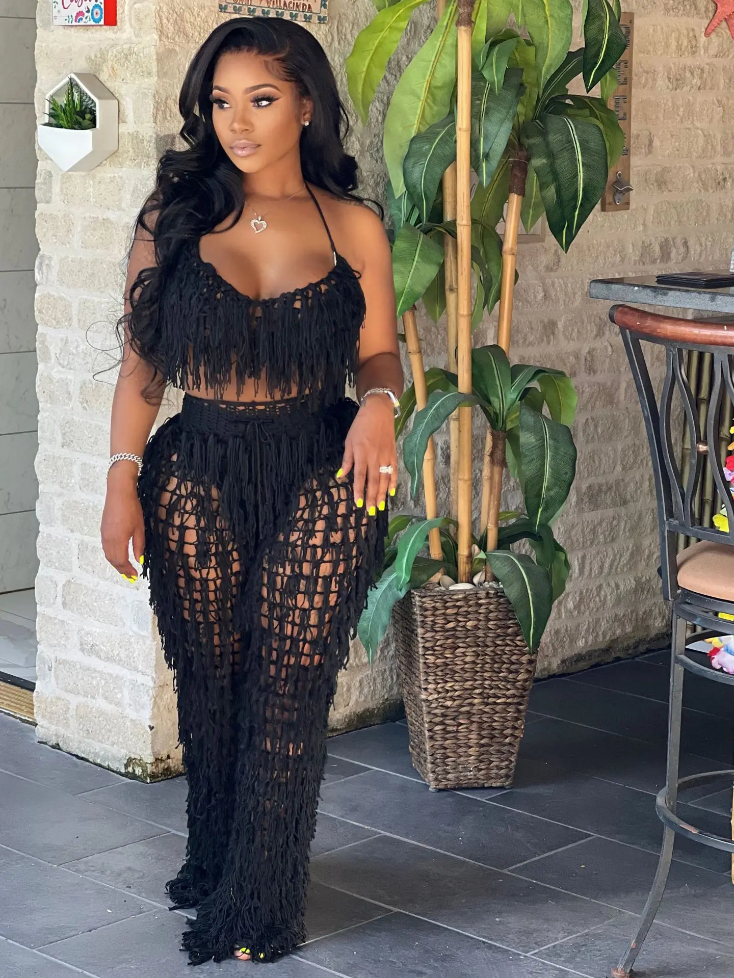 Sexy Crochet Tassel Two Piece  - огляд і ціна Crop Top Crochet