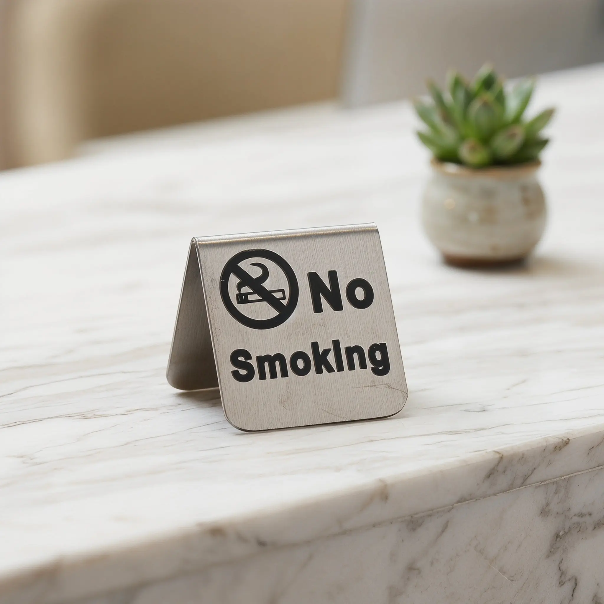 Sign Safety Warning Halloween Christmas No Smoking Table Sign Stainless Steel Material Office Manager Office Management 2PCS