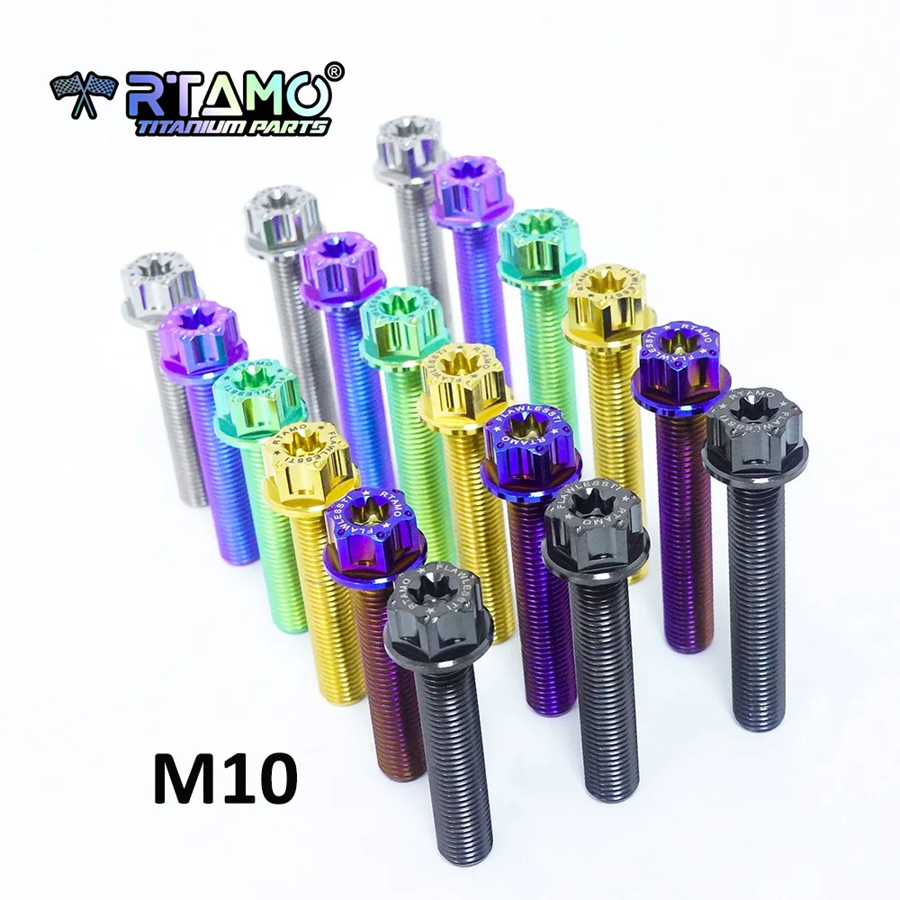 

RTAMO Титановый болт Gr5 M10x50/55/60x1,25 P с полной резьбой для велосипеда мотоцикла, трубный винт, украшение