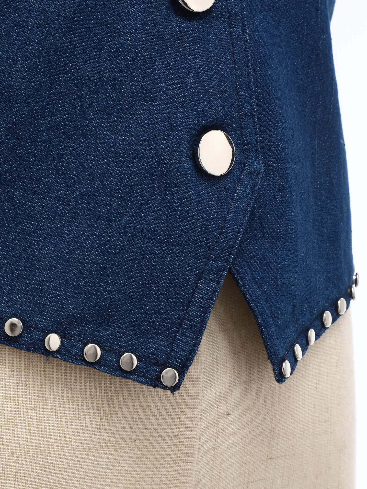 Kids Boys Western Cowboy Costume Halloween Waistcoat Buttons Rivet Fringe Sleeveless Vest Denim Themed Party Cosplay Role Play view 5