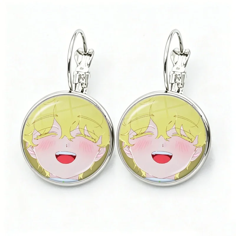 Cool Anime Boy Luka Glass Cabochon Cartoon Alien Stage French Hook Earrings Drop Earrings Jewelry Accessories Gifts