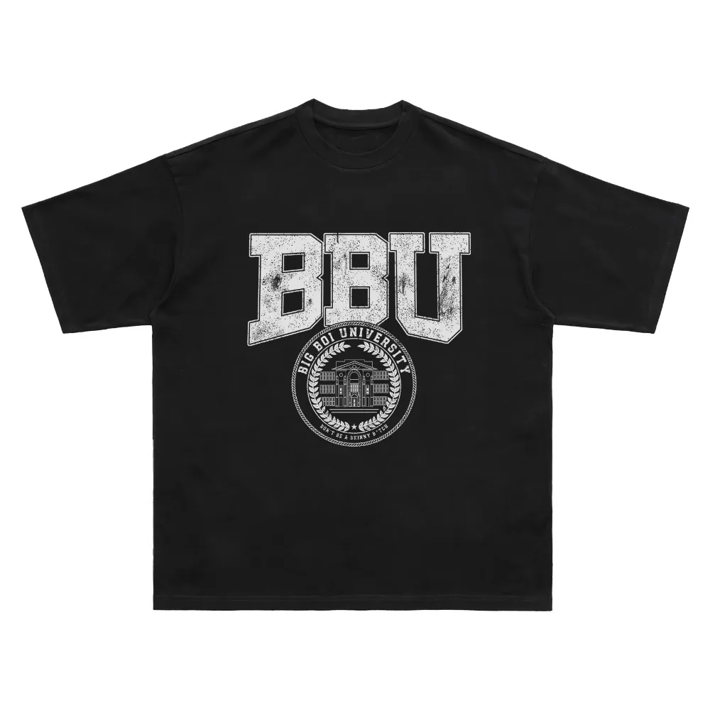 Nueva camiseta de moda con estampado de letras BBU para hombre y mujer, estilo casual y holgado, para uso diario.