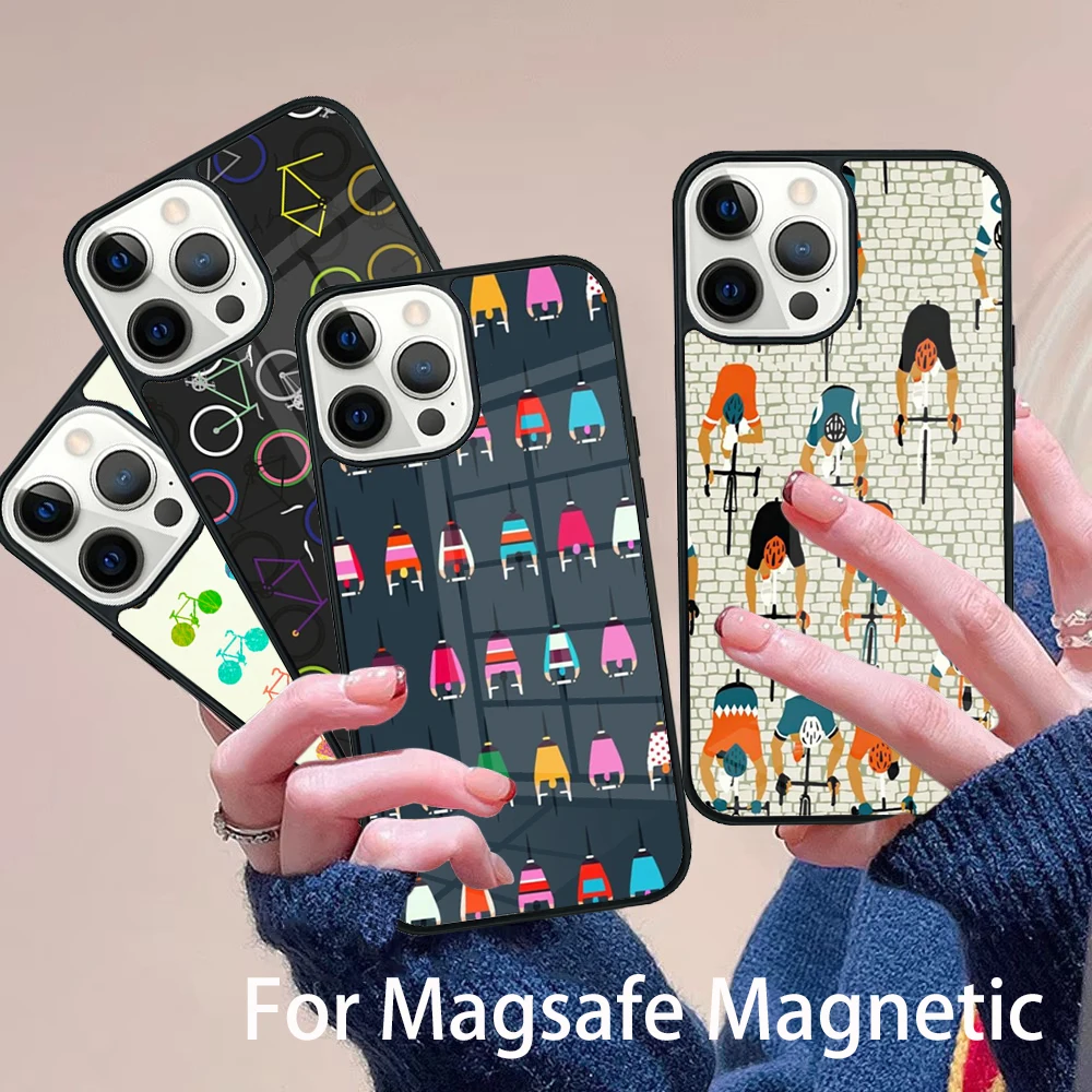 

BIKE CYCLING Sport Phone Case Magesafe Magnetic Wireless Charge Cover For IPhone 16 11 12 13 14 15 Pro Max Plus Mini