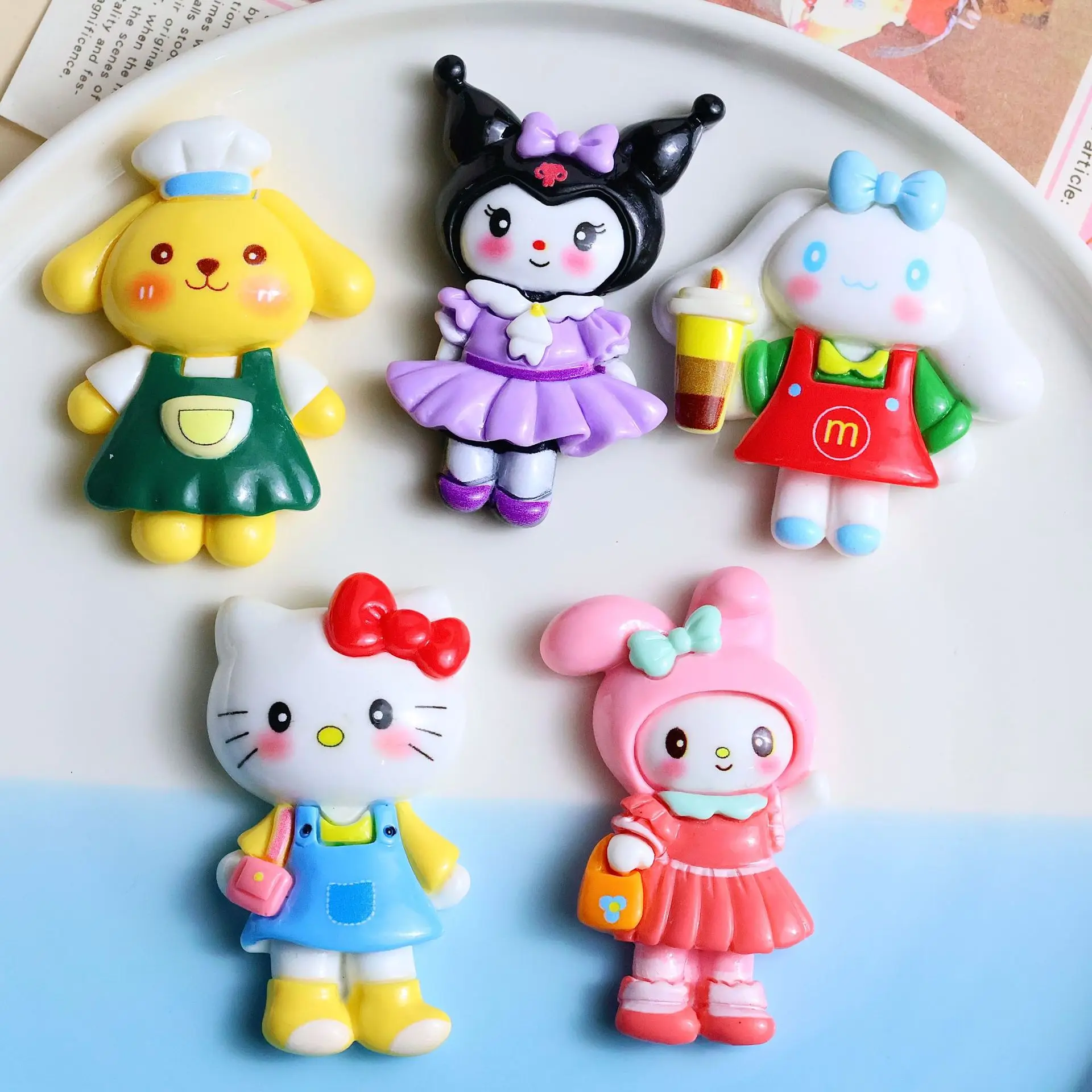 2pcs Large Cartoon Dress Uo Sanrio Resin Flatback Cabochons DIY Cream Glue Mobile Phone Case Charms Hairpin Jewelry Material