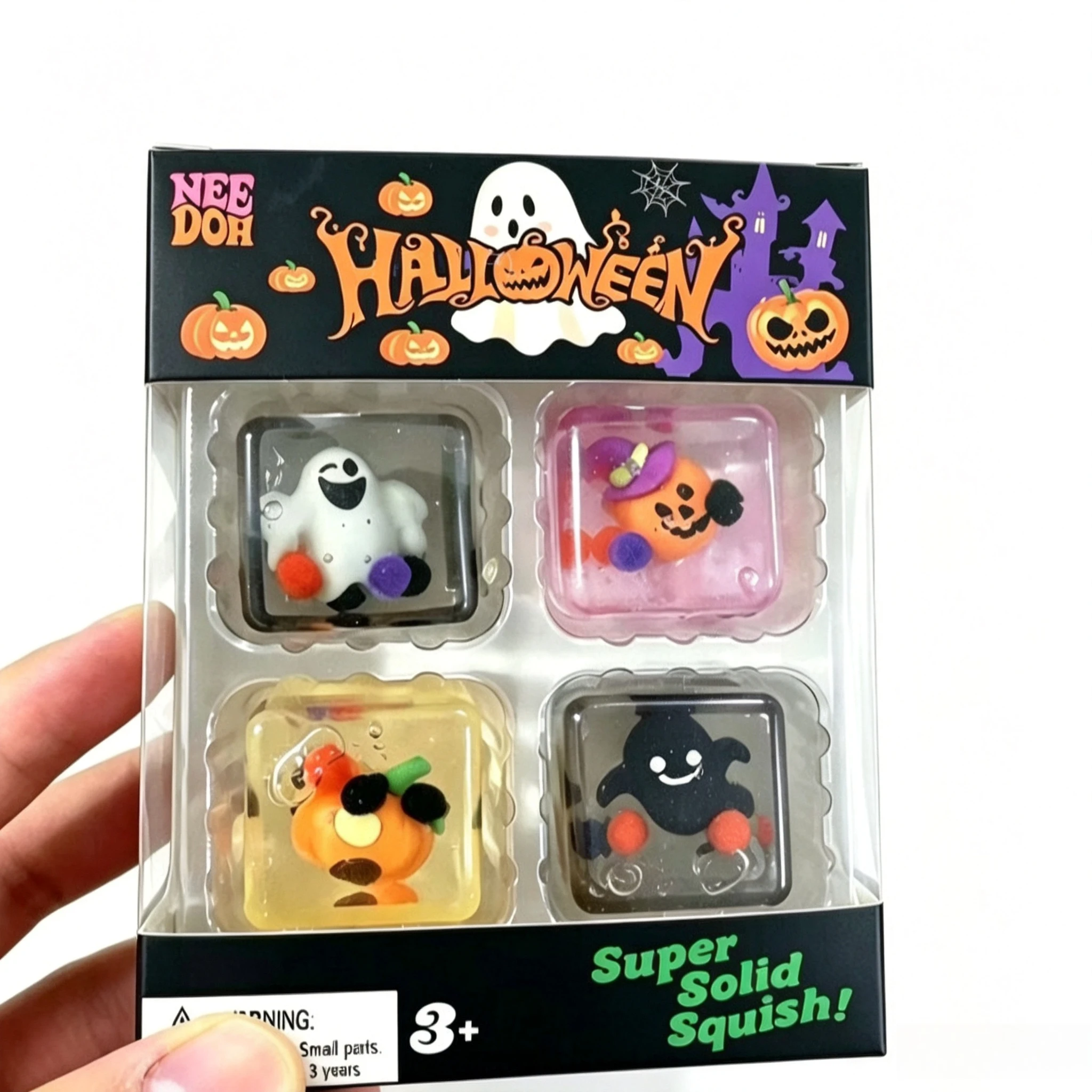 Halloween-Weihnachts-Needoh Squishy Fidget-Spielzeug, 4er-Pack Maltzucker Langsam Aufsteigendes Quetschspielzeug, Stressabbau-Geschenk für Kinder und Erwachsene – Detail 1
