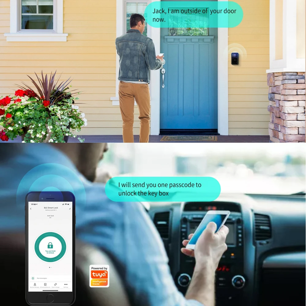 Zemismart Tuya BLE Waterproof Smart Key Box Outdoor Home Security Lock Box Fingerprint Smart Life App IC Cards Password Unlock