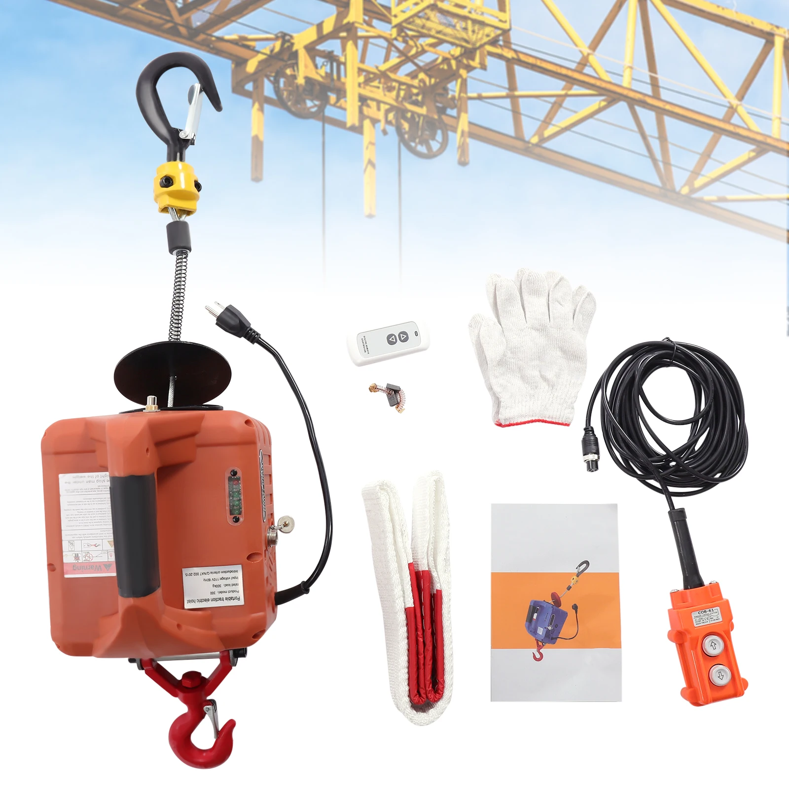 2300LBS/1T Electric Hoist Winch Portable Electric Power Winch New Upgrade Electric Hoist Crane w/Overload Protection