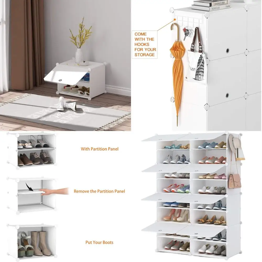 

Полка для обуви, 8-уровневый шкаф для хранения обуви, 32 пары пластиковых полков для обуви, органайзер для шкафа, прихожей, спальни, прихожей