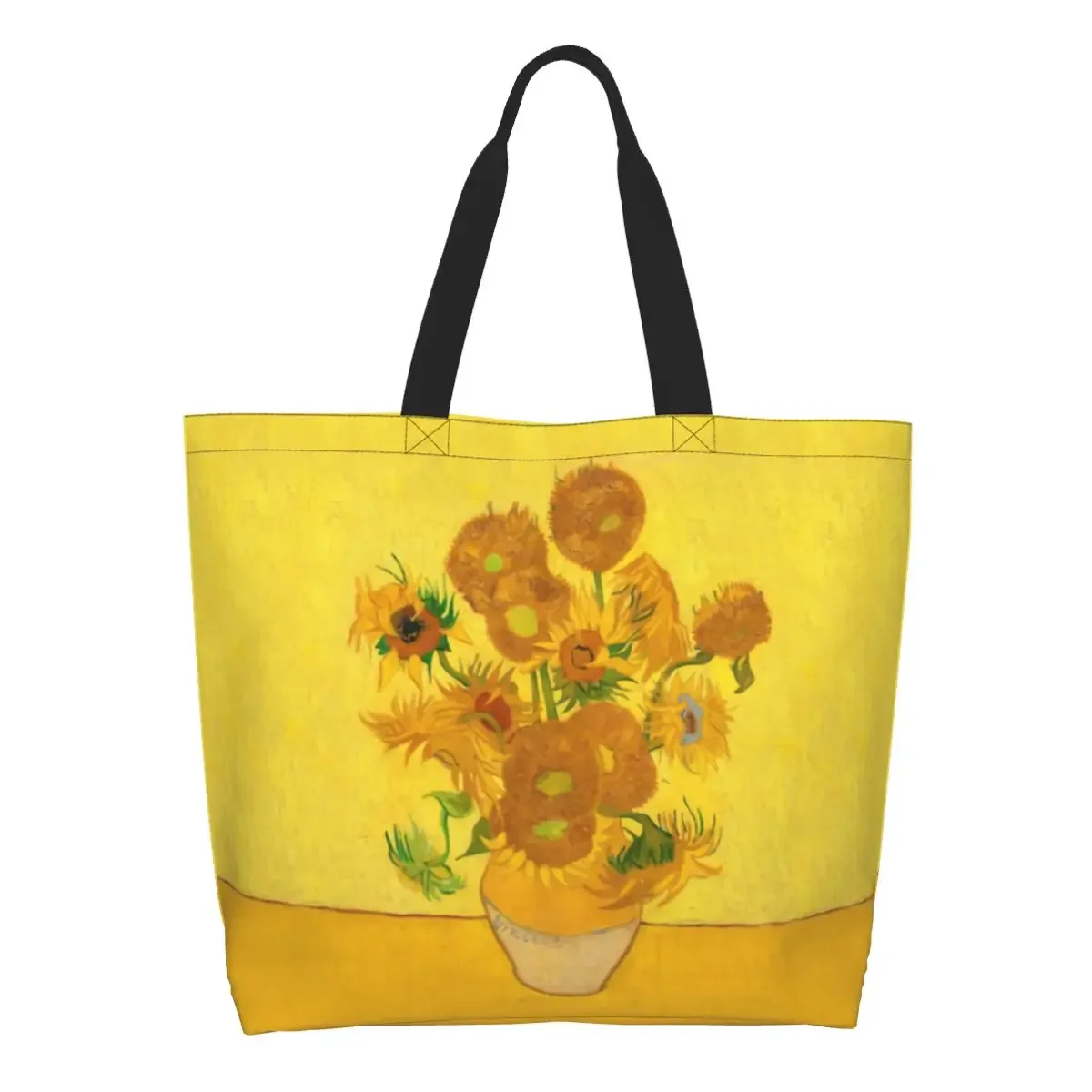 

Cute Printing Vincent Van Gogh Sunflowers Shopping Tote Bag Washable Canvas Shopper Shoulder Sun Flowers Handbag