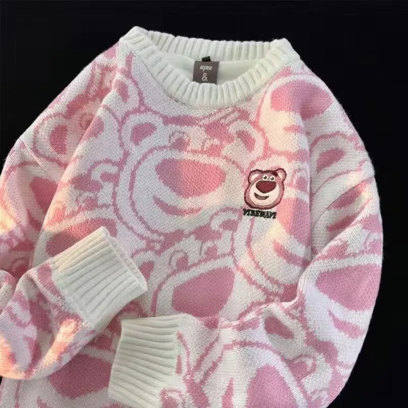 Disney-suéter rosa de dibujos animados Lotso para mujer, Jersey suelto de estilo perezoso, ropa Y2k, Top de manga larga gótica, nuevo, Otoño e